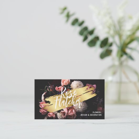 Blume Workshop Black Gold Visitenkarte (Stehend Vorderseite)