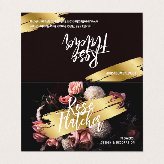 Blume Workshop Black Gold Visitenkarten (Außenseite Aufgefaltet)