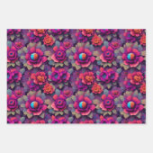 Blume Wrapping Paper - Dunkelrosa Voxelblume Geschenkpapier Set (Vorderseite 3)