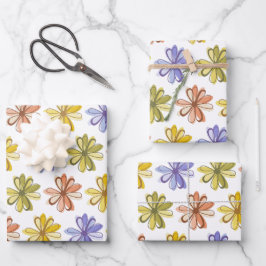 Blume-Wrapping Paper Flat Sheet Set 3 Geschenkpapier Set