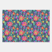 Blume Wrapping Paper - Helles, mehrfarbiges Voxel Geschenkpapier Set (Vorderseite 3)