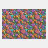 Blume Wrapping Paper - Helles, mehrfarbiges Voxel Geschenkpapier Set (Vorderseite 2)