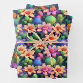 Blume Wrapping Paper - Helles, mehrfarbiges Voxel Geschenkpapier Set (Beispiel)
