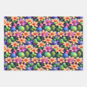 Blume Wrapping Paper - Helles, mehrfarbiges Voxel Geschenkpapier Set (Vorderseite)