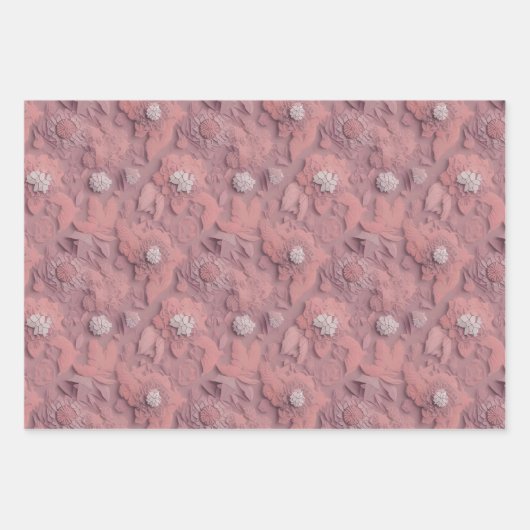 Blume Wrapping Paper - Papercut Floral Designs Geschenkpapier Set (Vorderseite 2)