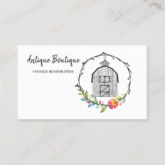 Blume Wreath Barn Antique Farm Business Card Visitenkarte (Vorderseite)