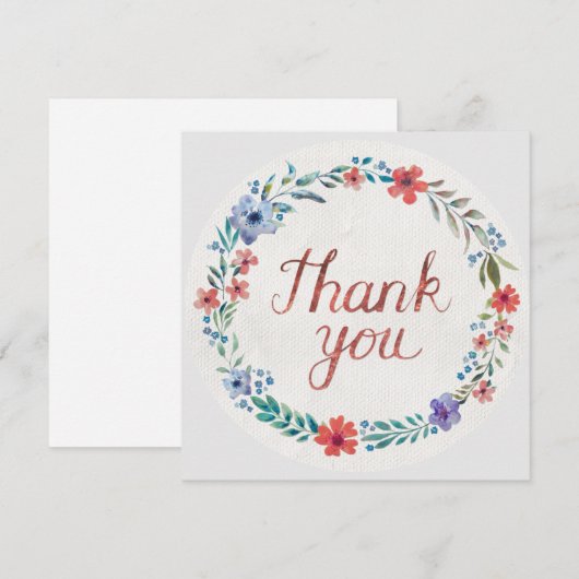 Blume Wreath Copper Red Dankeskarte (Vorne/Hinten)