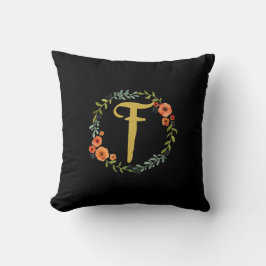 Blume Wreath Gold Monogram Initial F Cushion Kissen