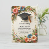 Blume Wreath Graduation Party Einladung (Stehend Vorderseite)