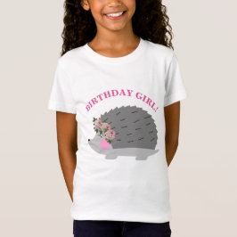 Blume Wreath Igel Birthday Girl T - Shirt