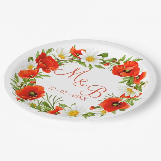 Blume Wreath Pappteller (Schrägansicht)