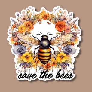 Blume Wreath Rette die Bienen wasserdicht Aufkleber