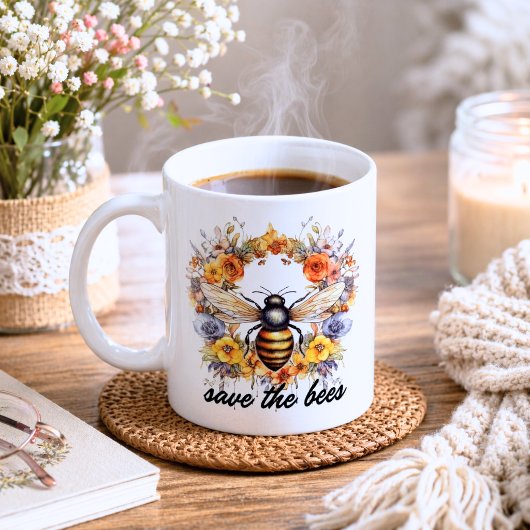 Blume Wreath Rettete die Bienen Kaffeetasse