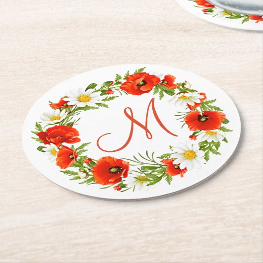 Blume Wreath Runder Pappuntersetzer (Angewinkelt)