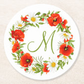 Blume Wreath Runder Pappuntersetzer (Vorderseite)