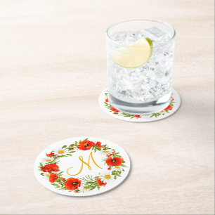 Blume Wreath Runder Pappuntersetzer