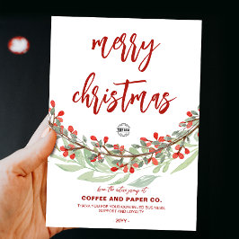 Blume Wreath Script Frohe Weihnachts-Business-Logo Feiertagskarte