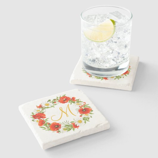 Blume Wreath Steinuntersetzer (Seitenansicht)