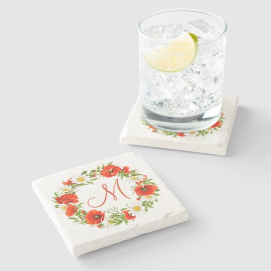 Blume Wreath Steinuntersetzer (Seitenansicht)