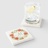 Blume Wreath Steinuntersetzer (Seitenansicht)