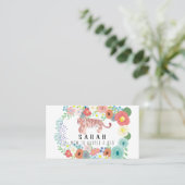 Blume Wreath Tiger Mama & Cub Mommy Business Card Telefonnummerkarte (Stehend Vorderseite)