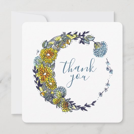 Blume Wreath Vielen Dank Ankündigung (Vorderseite)