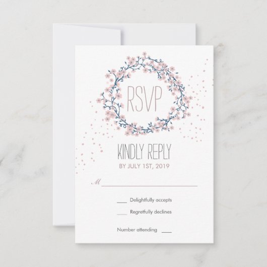 Blume Wreath Wedding RSVP Card Karte (Vorderseite)