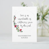 Blume Wreath Wedding Sign, Liebe Zitat Dankeskarte (Stehend Vorderseite)
