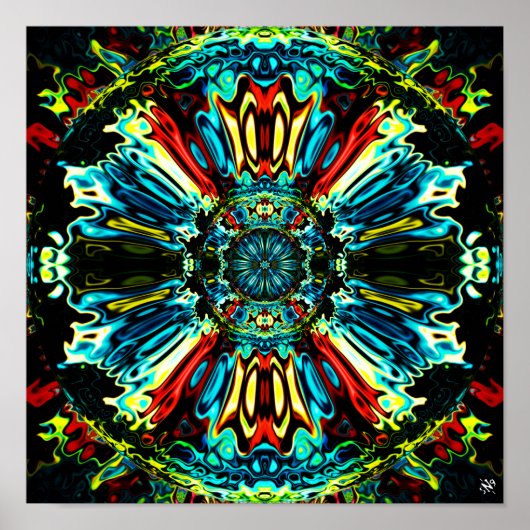 Blume X v1 - farbenfrohe Muster pareidolia Poster (Vorne)