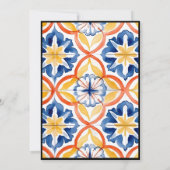 Blume Yellow Blue Orange Tile Wedding (Grenze) Einladung (Rückseite)
