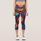 Blume-Zaubermuster Capri Leggings (Vorderseite)