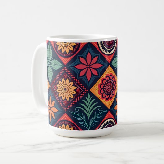 Blume-Zaubermuster Kaffeetasse (Vorderseite Links)