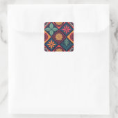 Blume-Zaubermuster Quadratischer Aufkleber (Tasche)