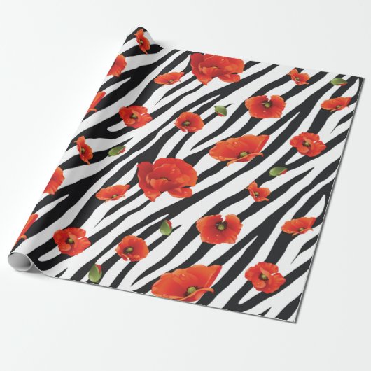 Blume Zebra Geschenkpapier (Ungerollt)