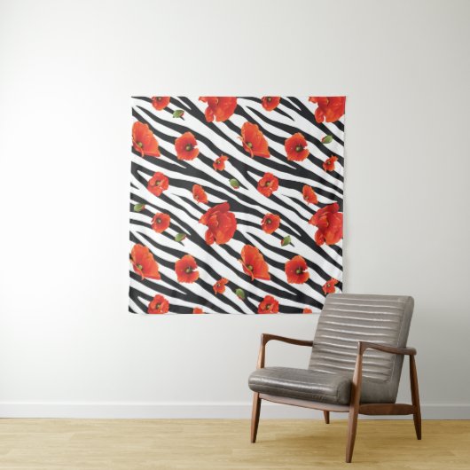 Blume Zebra Wandteppich (Beispiel (Horizontal))