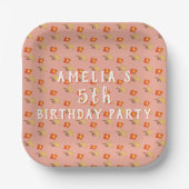 Blume Zeichne Pattern Girl Birthday Party Pappteller (Vorderseite)