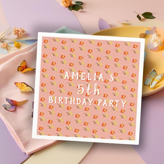 Blume Zeichne Pattern Girl Birthday Party Serviette