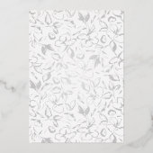 Blume Zeichnend Elegant Boho Wedding Silver Folieneinladung (Rückseite)