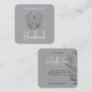 Blume Zeichnend Handgewerbe Einfaches Kraftpapier Quadratische Visitenkarte