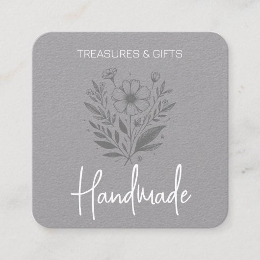 Blume Zeichnend Handgewerbe Einfaches Kraftpapier Quadratische Visitenkarte (Vorderseite)