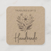 Blume Zeichnend Handgewerbe Einfaches Kraftpapier Quadratische Visitenkarte (Vorderseite)