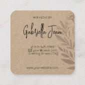 Blume Zeichnend Handgewerbe Einfaches Kraftpapier Quadratische Visitenkarte (Rückseite)