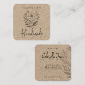 Blume Zeichnend Handgewerbe Einfaches Kraftpapier Quadratische Visitenkarte (Vorne/Hinten)