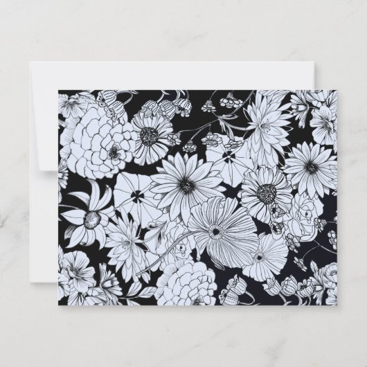 Blume zeichnend, Schwarz-weiß "Sei meine Brautjung Einladung (Rückseite)
