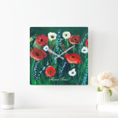 Blume Zeit Schöne Wildblume Acrylmalerei Runde Wanduhr (Zuhause)