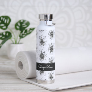 Blume Zen Art, gezeichnet schwarz-weiß - Trinkflasche