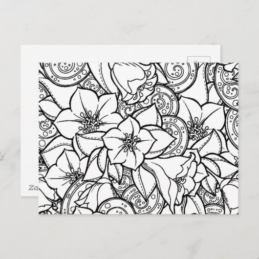 Blume Zendoodle Postkarte (Vorne/Hinten)