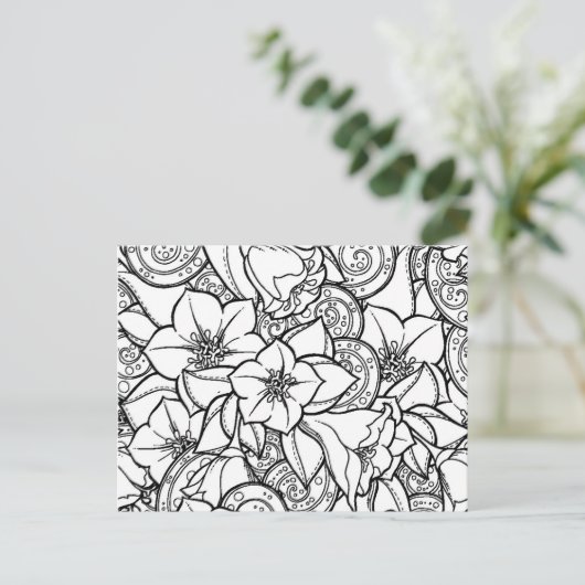Blume Zendoodle Postkarte (Stehend Vorderseite)