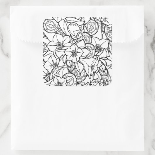 Blume Zendoodle Quadratischer Aufkleber (Tasche)