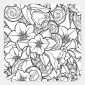 Blume Zendoodle Quadratischer Aufkleber (Vorderseite)
